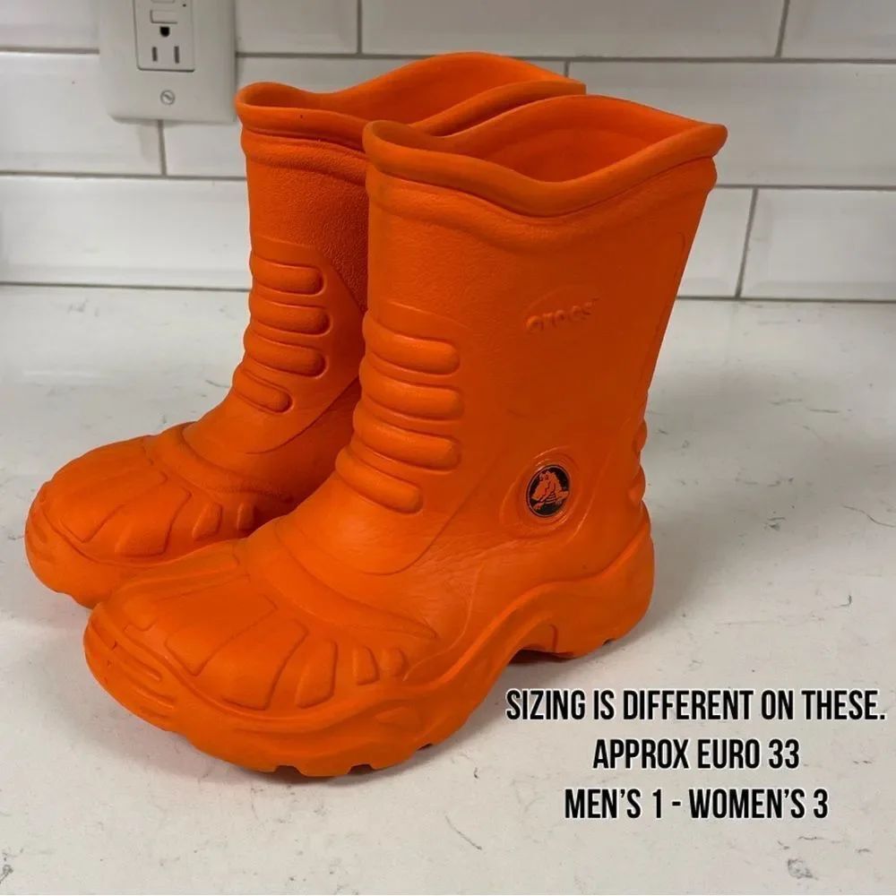 CROCS Kids' Georgie Rain Boots - Orange Size Euro 33 Men’s 1 - Women’s 3